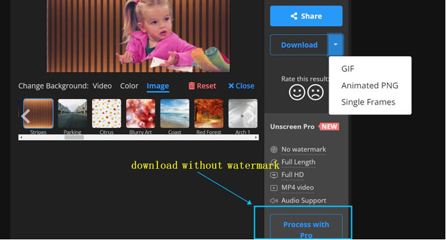 unscreen exports video