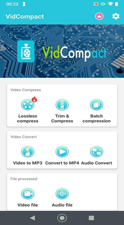 vidcompact video to audio converter interface