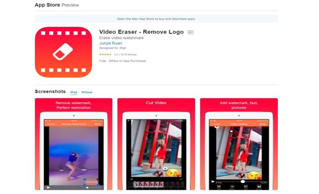 eraser video logo remover interface