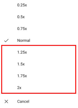 change the speed of youtube video on app