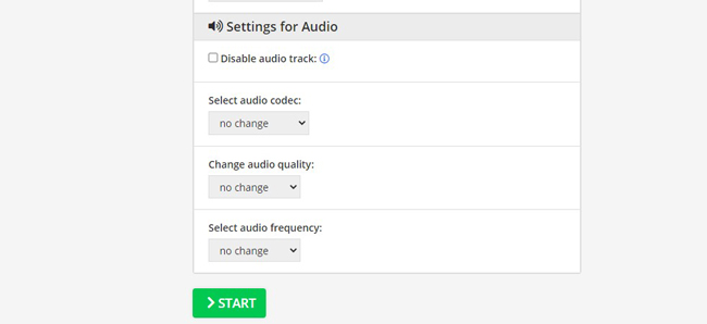 change audio settings with video2edit