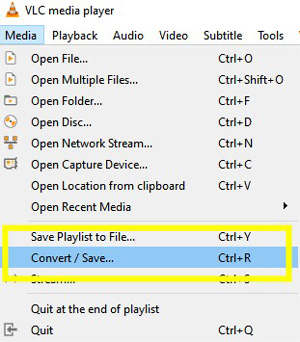 convert and save videos in vlc