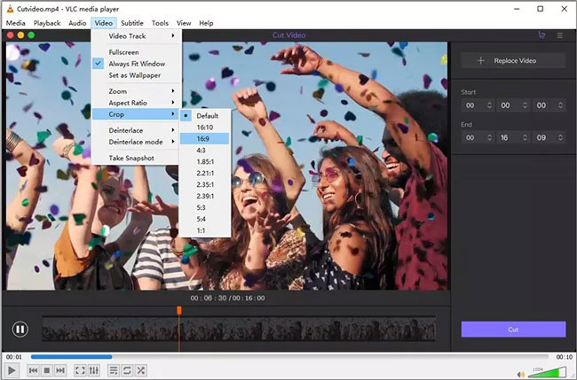 crop and trim videos with vlc video editor