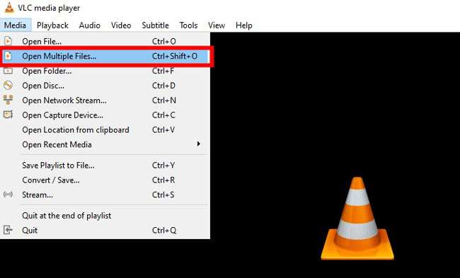 open multiple files on vlc media player