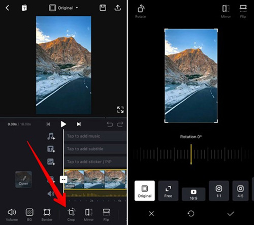 resize a video for instagram with vn