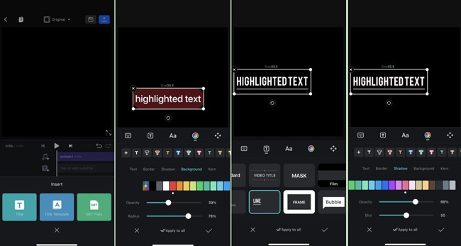 how to highlight text in video in mobiles with vn