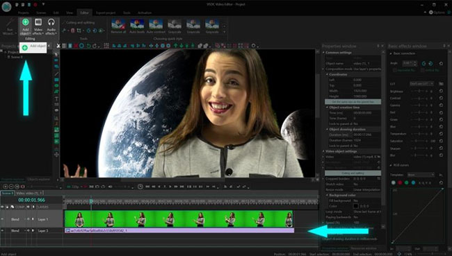 vsdc chroma key video editor interface