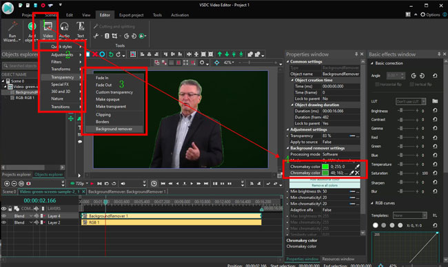 green screen vsdc free video editor