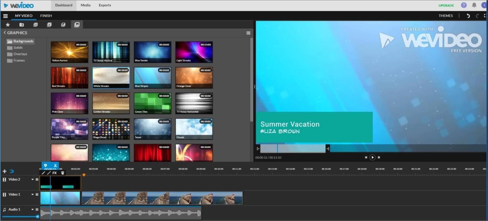 wevideo video editor for chromebook interface