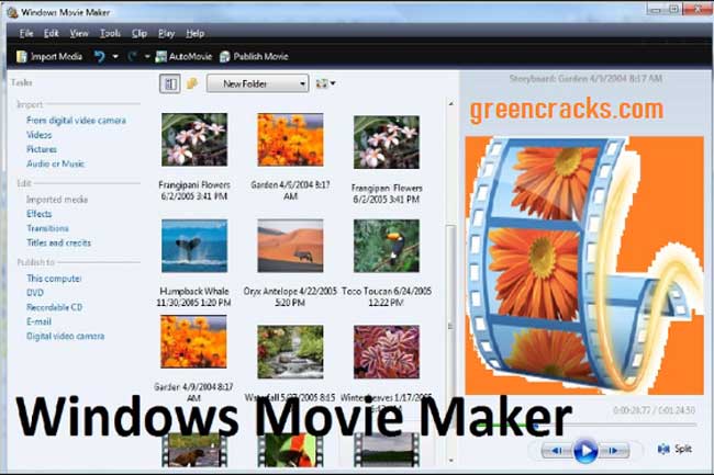windows movie maker user interface