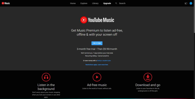 youtube music library user interface