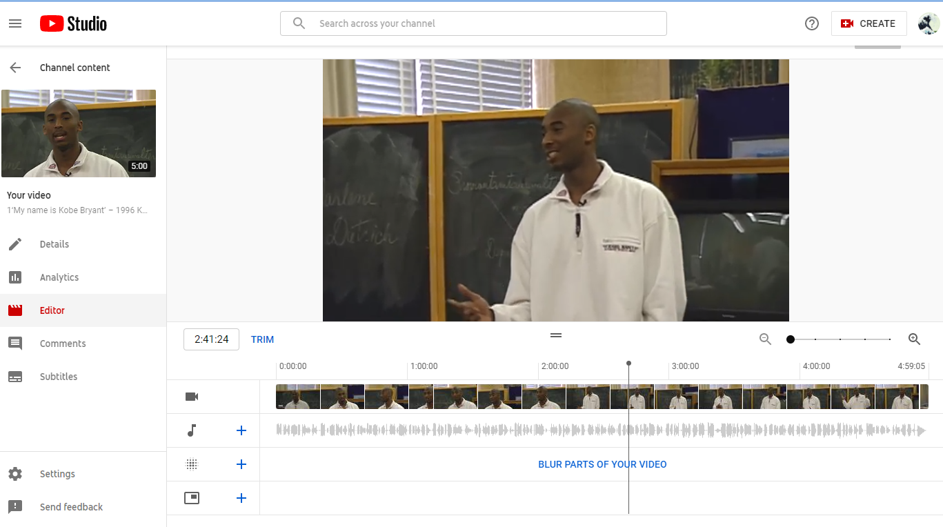 youtube studio video editor for chromebook interface