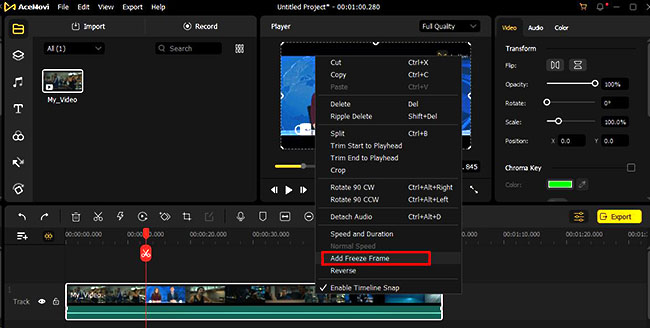 add freeze frame for video