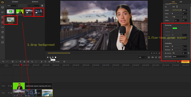 add background to your green screen videos with acemovi