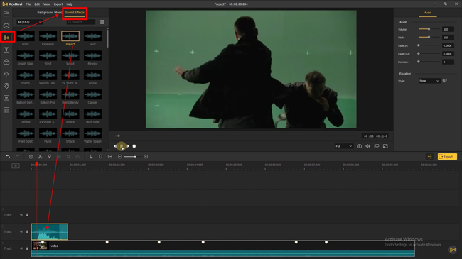 add sound effects to video with acemovi
