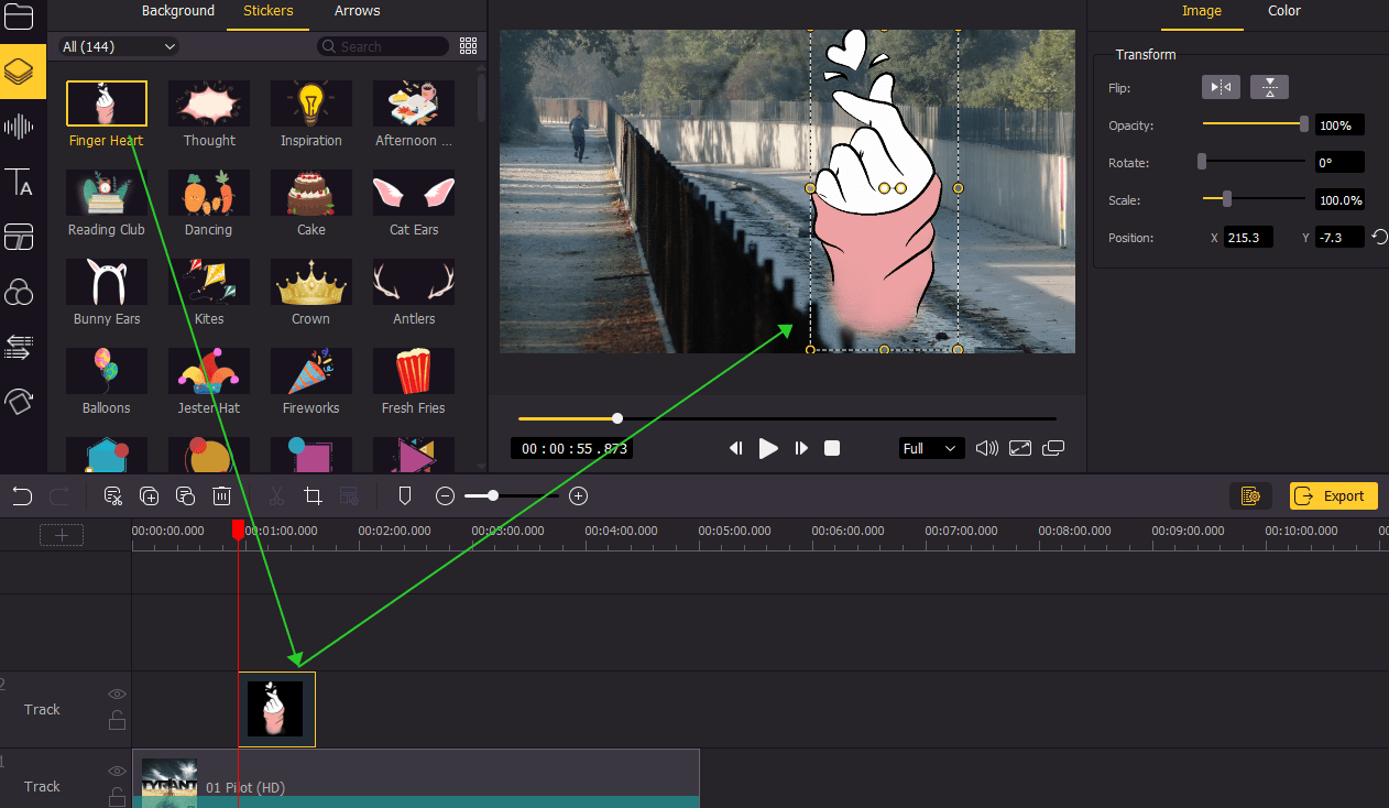 add stickers to the animation video