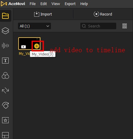 add video to timeline button