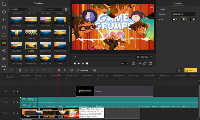add animations and transitions to gamegrumps video