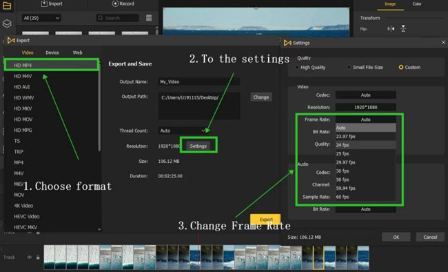 change frame rate