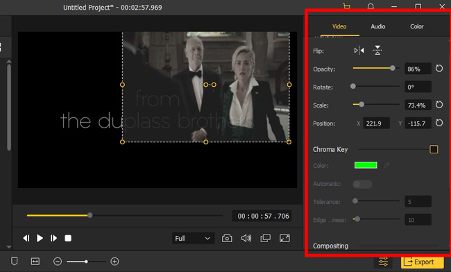 change overlay video settings with acemovi