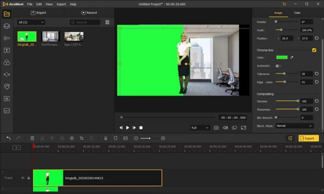 acemovi chroma key video editor interface