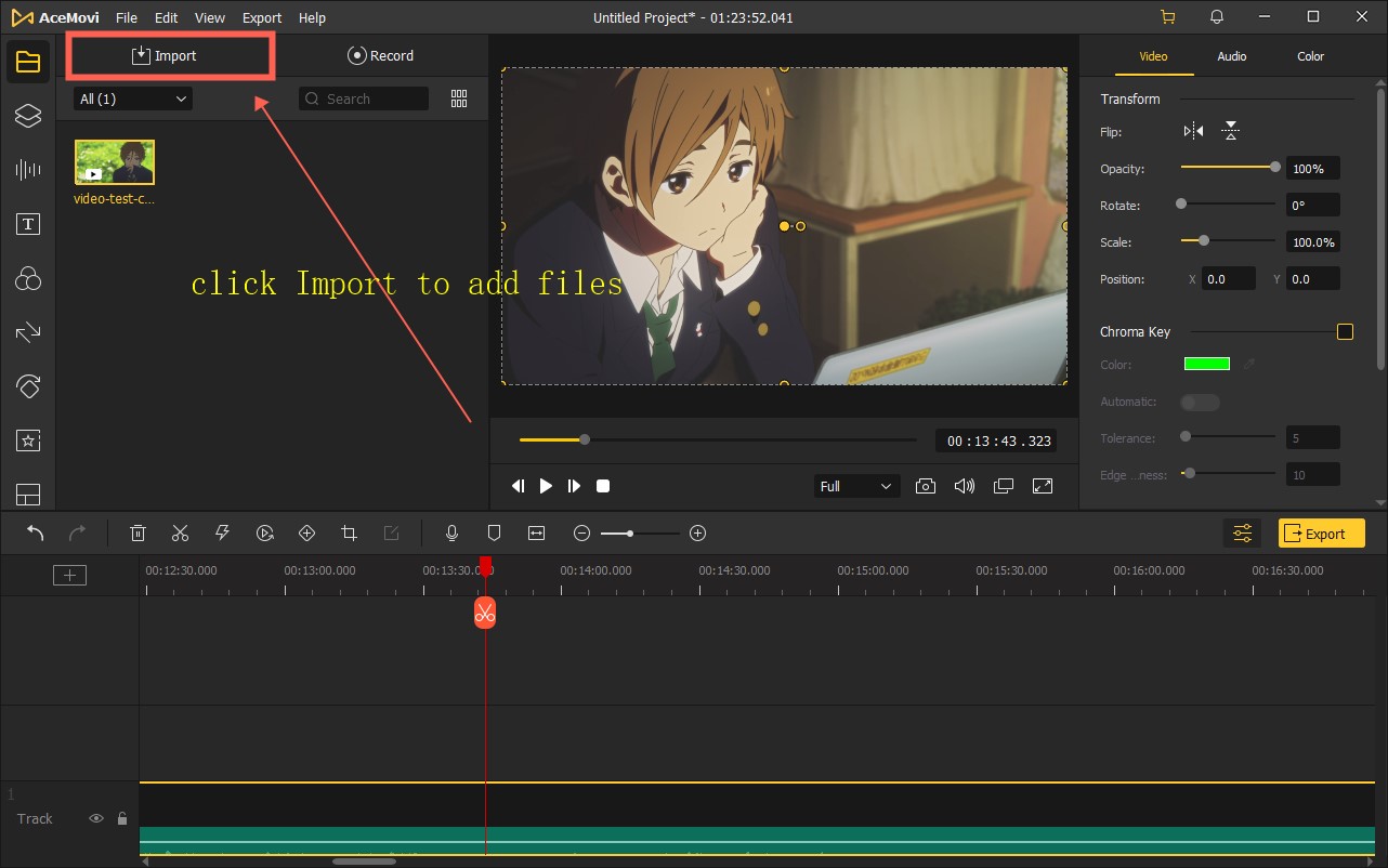 click to import files to acemovi