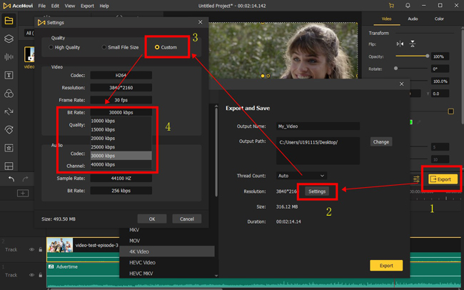 acemovi video bitrate converter