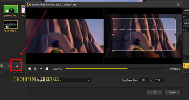 video cropping process in acemovi
