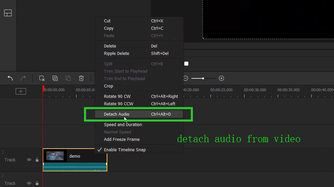 detach audio from a video