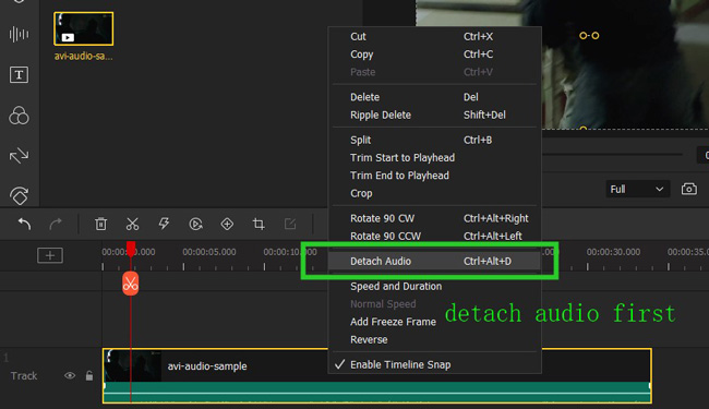 detach audio from avi file