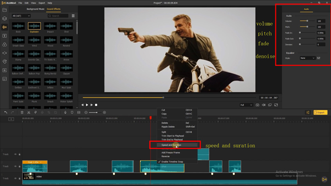 edit sound effect in acemovi