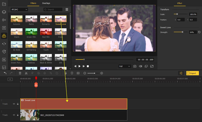 add filter to wedding videos