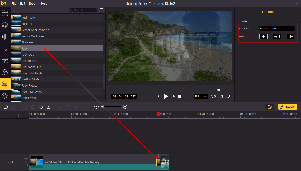 apply fade in/out between two video