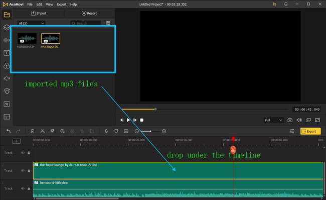 add audio files to acemovi