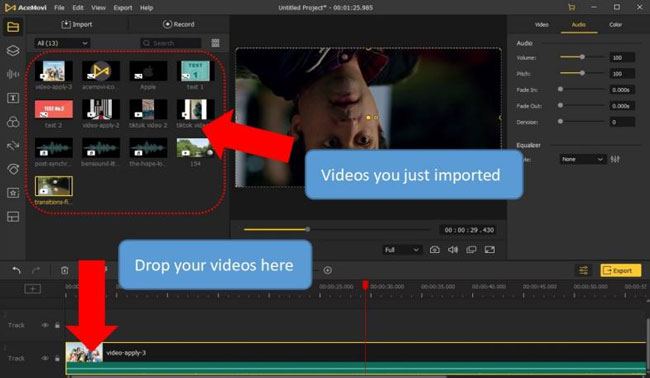 import upside down videos on acemovi video editor