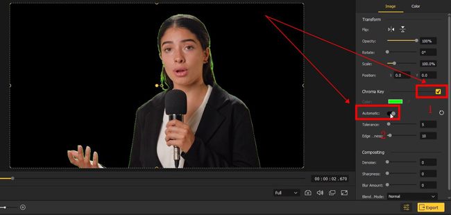 remove green screen from video in acemovi
