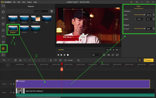 sharpen a video with acemovi