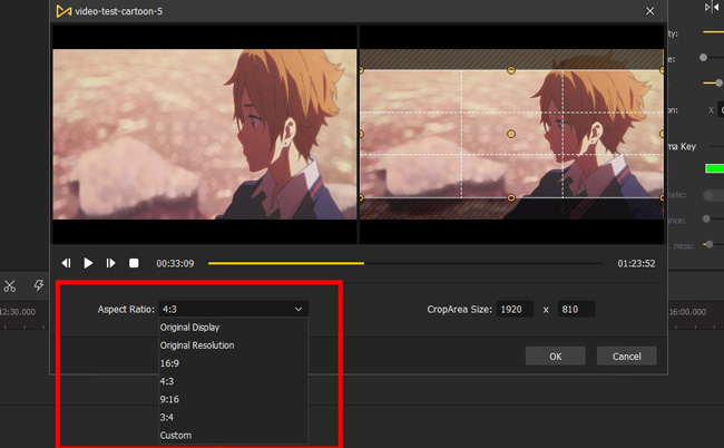 video cropping window